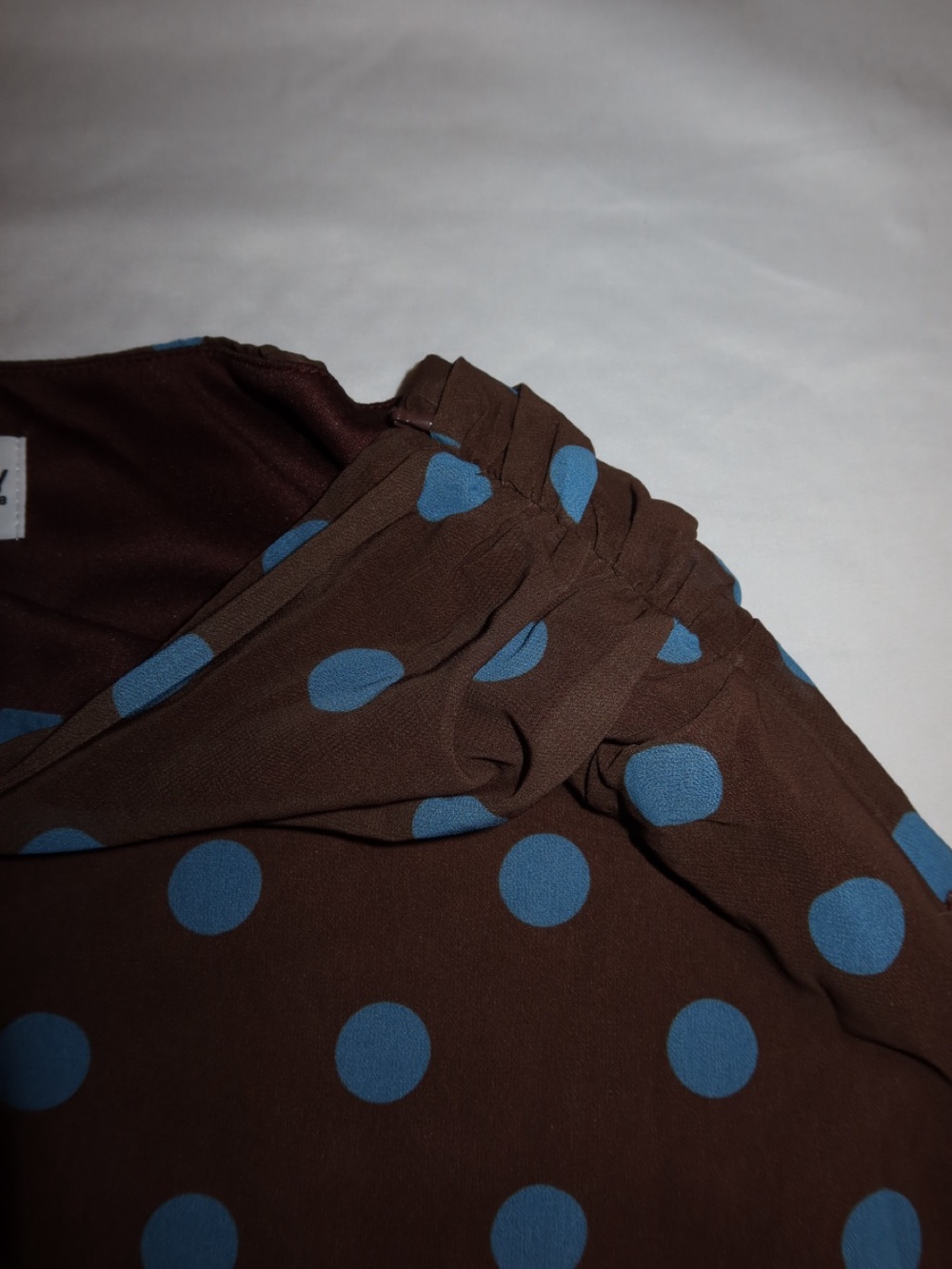 Princess Polly Brown Mini Skirt with Blue Polka Dots - Picture 3 of 5